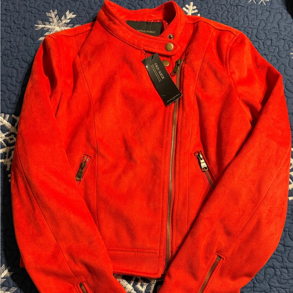 Banana Republic Red Faux Suede Jacket